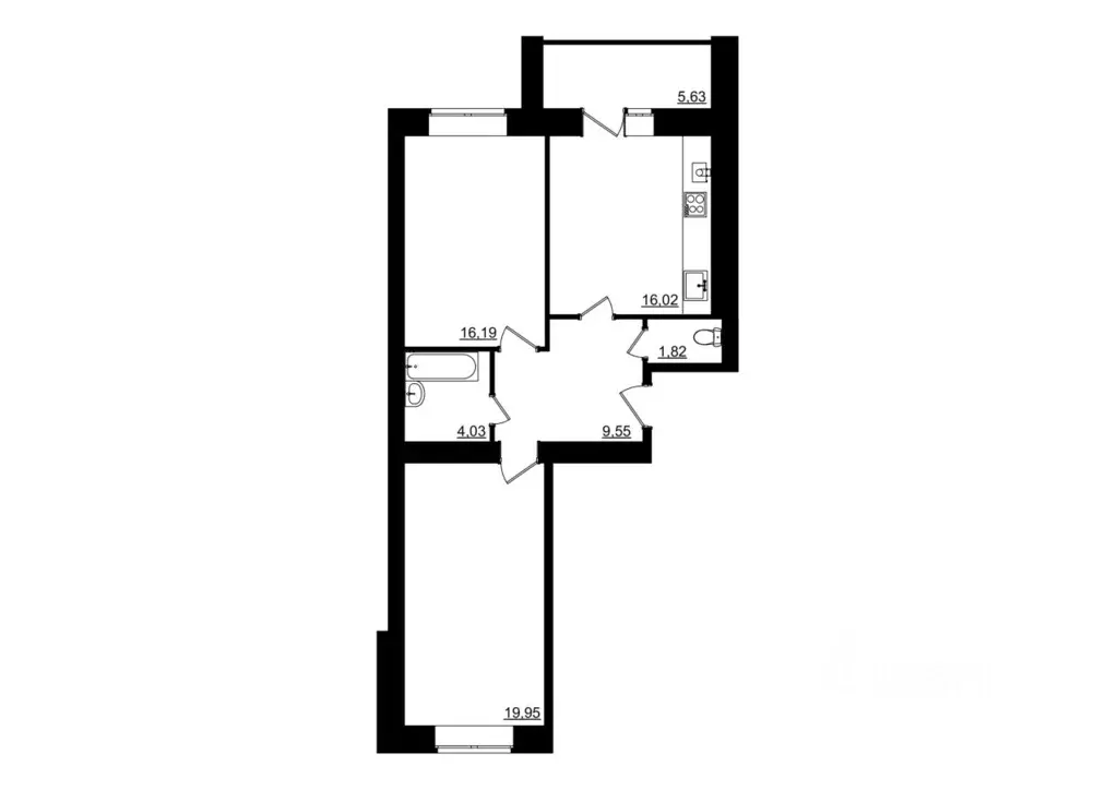 2-к кв. Костромская область, Кострома Малышково мкр,  (70.48 м) - Фото 0