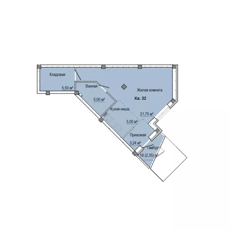 1-комнатная квартира: Заречный, Счастливая улица (41.67 м) - Фото 1