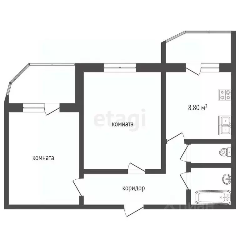 2-к кв. Московская область, Воскресенск ул. Ломоносова, 119к2 (51.0 м) - Фото 1