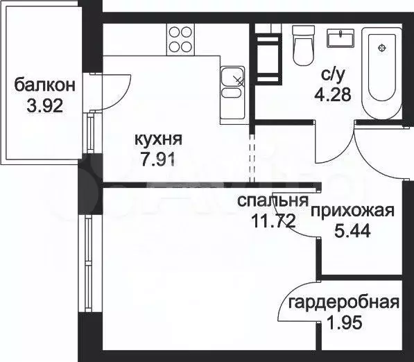 1-к. квартира, 35,2 м, 7/10 эт. - Фото 0