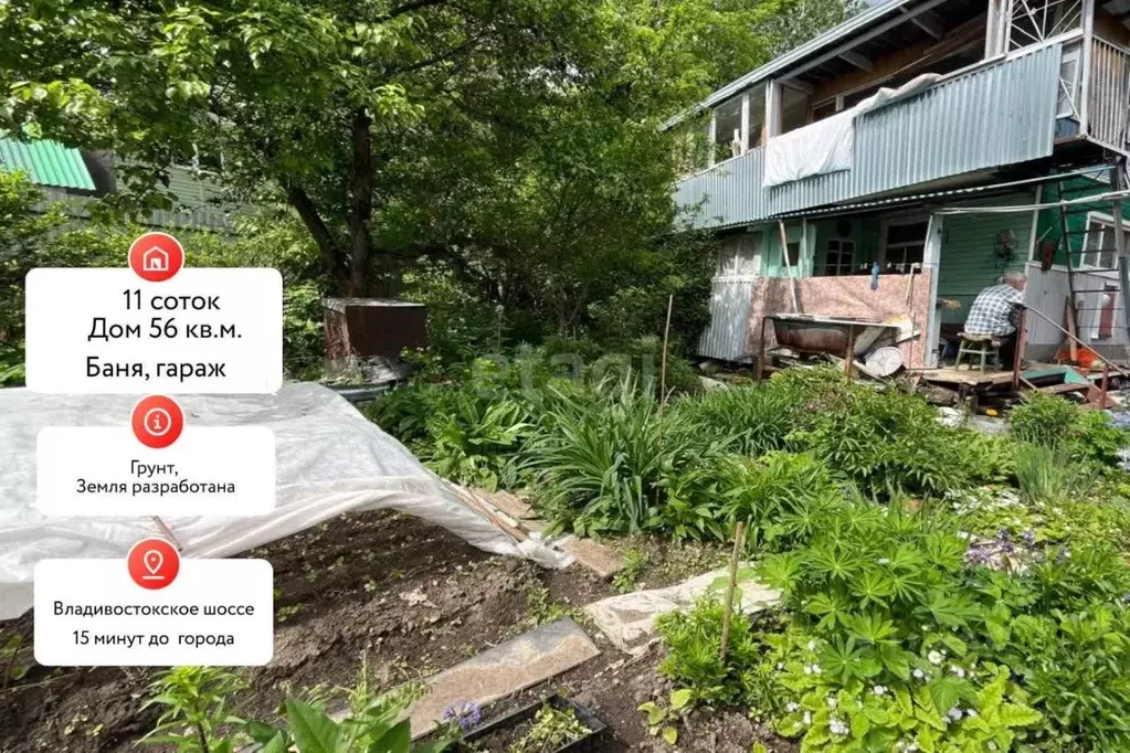Дом в Хабаровский край, Хабаровский район, Водник СНТ 107 (68 м) - Фото 1