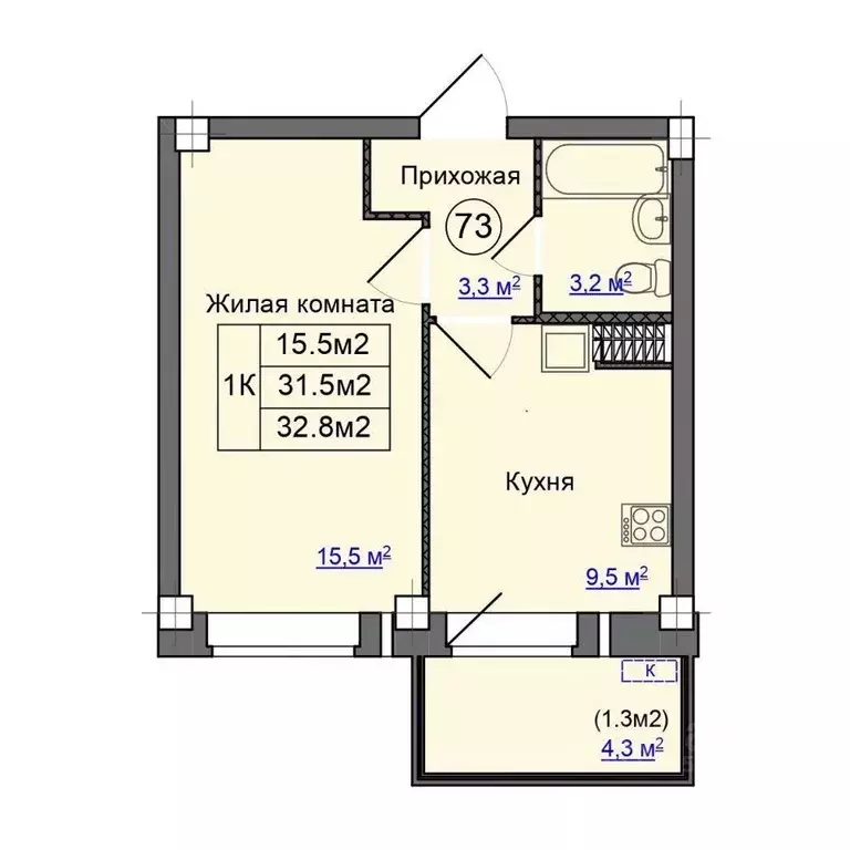 1-к кв. Псковская область, Псковский район, Завеличенская волость, д. ... - Фото 1