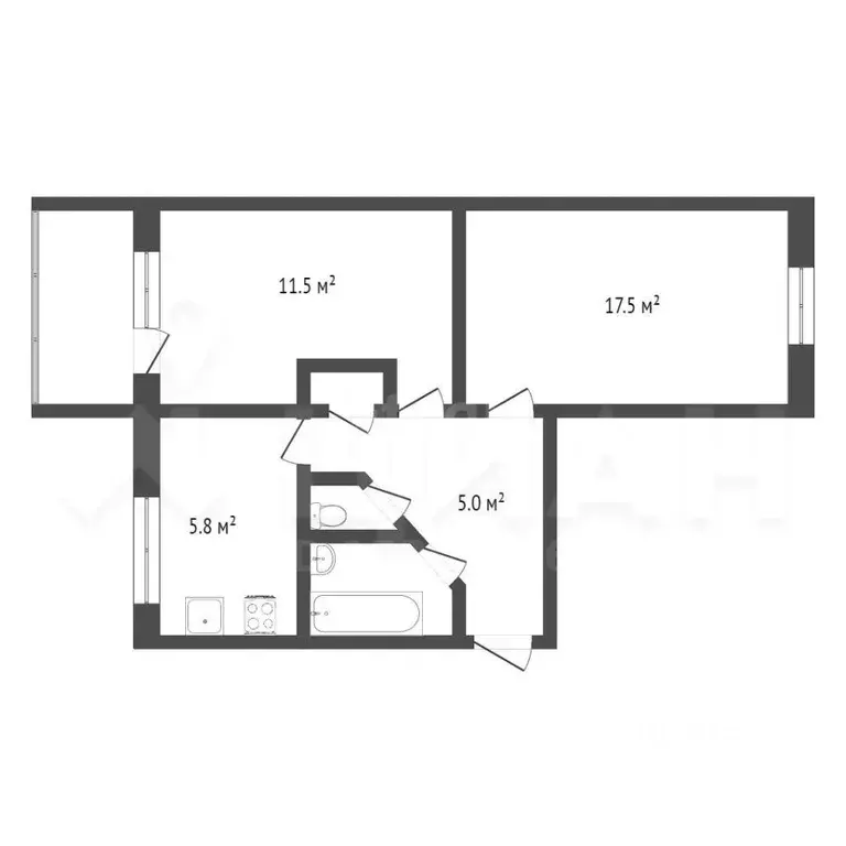2-к кв. Московская область, Чехов ул. Маркова, 13 (45.6 м) - Фото 2