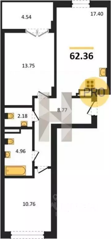2-к кв. Калининградская область, Гурьевск ул. Героя России ... - Фото 1