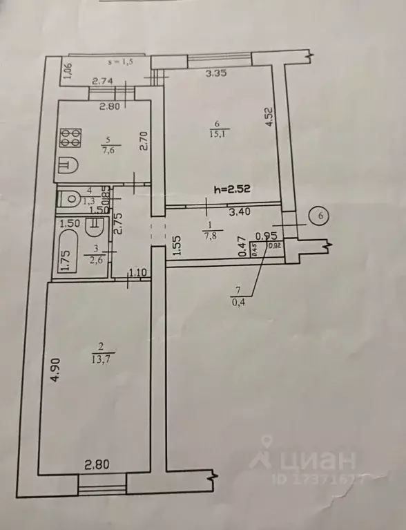 2-к кв. Брянская область, Брянск ул. Грибоедова, 11 (50.0 м) - Фото 1