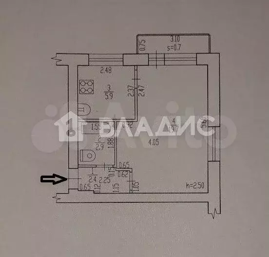 1-к. квартира, 30,9 м, 3/4 эт. - Фото 0
