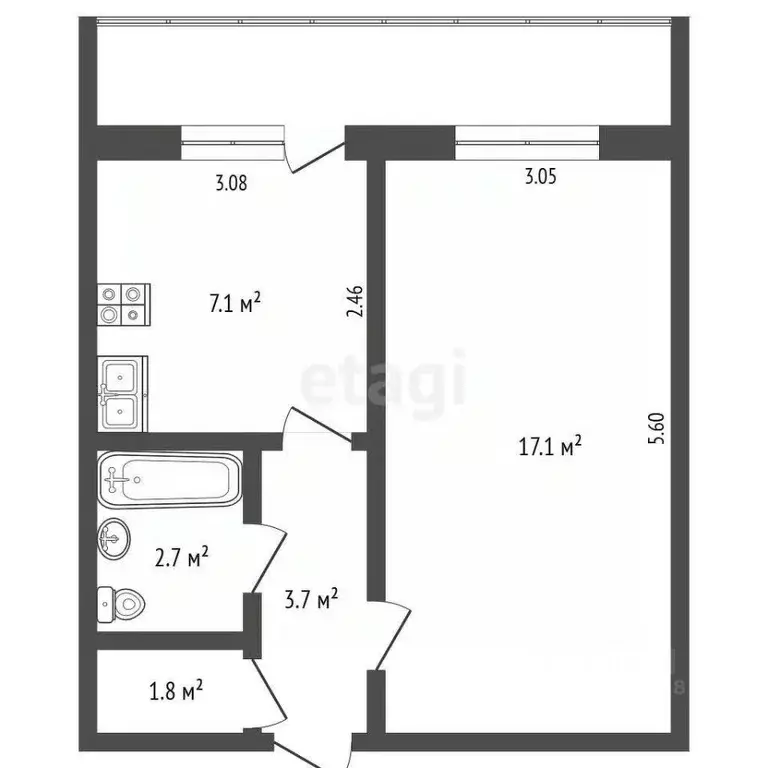 1-к кв. Владимирская область, Муром ул. Серова, 38 (34.7 м) - Фото 2
