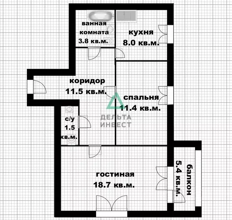 2-к кв. Башкортостан, Уфа ул. Цюрупы, 158/2 (54.9 м) - Фото 2