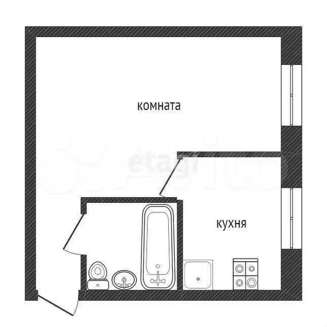 1-к. квартира, 28,7 м, 4/5 эт. - Фото 0