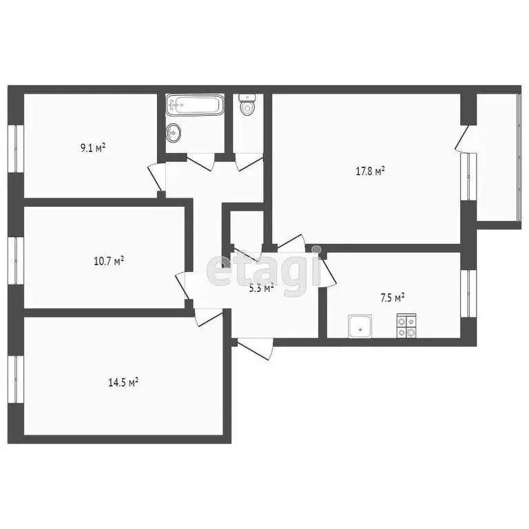 4-комнатная квартира: Тюмень, улица Димитрова, 88 (75.7 м) - Фото 2