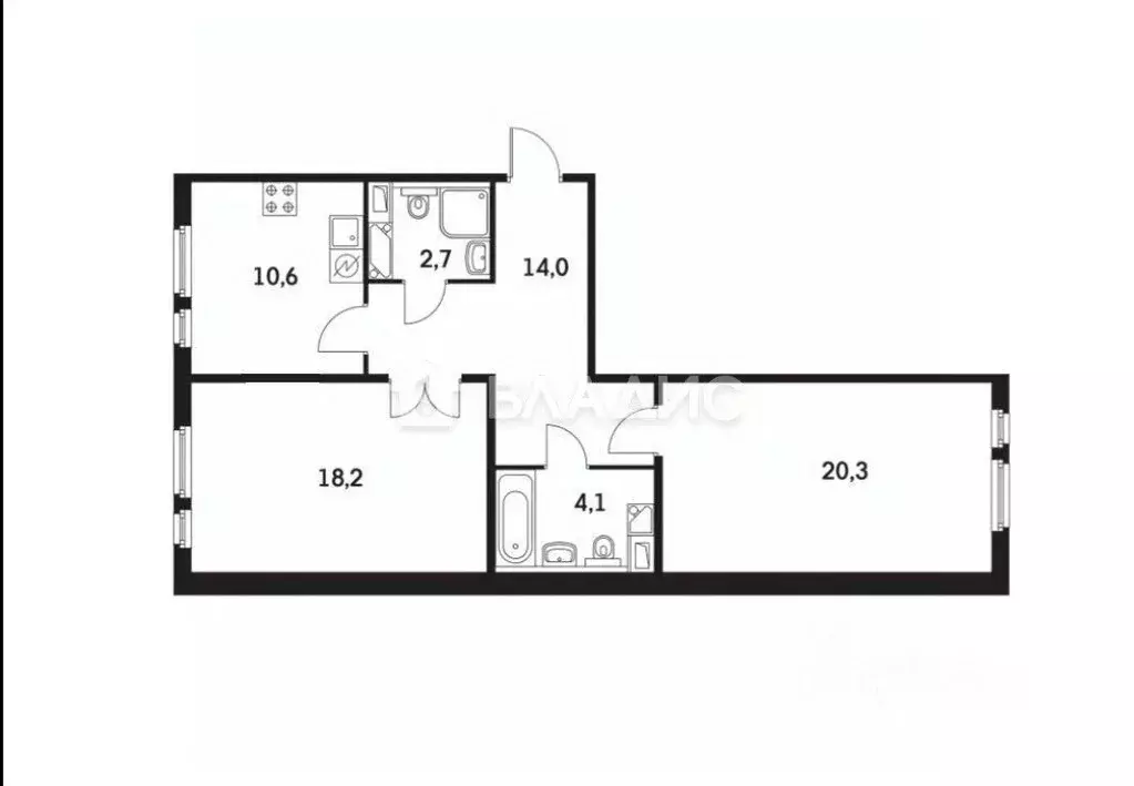 2-к кв. Московская область, Мытищи Юбилейная ул., 4 (70.0 м) - Фото 2