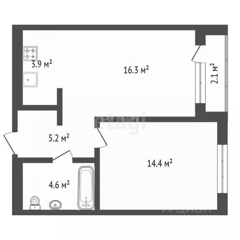 1-к кв. Ханты-Мансийский АО, Сургут Игоря Киртбая ул., 28 (47.0 м) - Фото 0