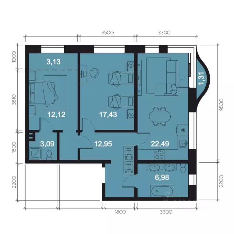 3-к кв. Иркутская область, Иркутск наб. Верхняя, 127 (79.5 м) - Фото 1