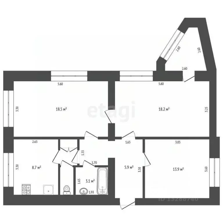 3-к кв. Орловская область, Орел ул. Пушкина, 18 (74.0 м) - Фото 2