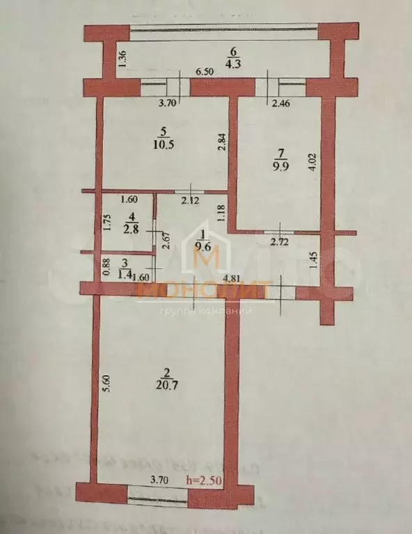 2-к. квартира, 59,2 м, 4/5 эт. - Фото 0