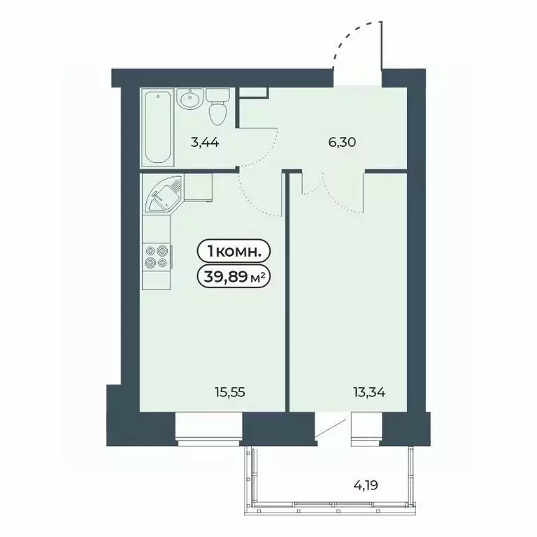1-к кв. Красноярский край, Красноярск ул. Светлова, 25/1 (39.89 м) - Фото 1