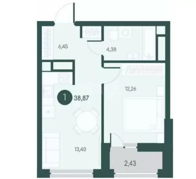 1-комнатная квартира: Курган, 18-й микрорайон, 7к1 (38.87 м) - Фото 1