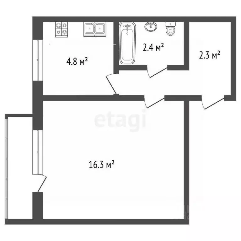 1-к кв. Челябинская область, Челябинск ул. 2-я Эльтонская, 50А (33.9 ... - Фото 1