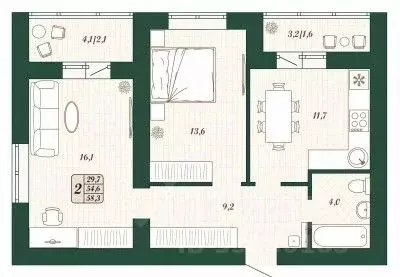 2-к кв. Самарская область, Волжский район, Смышляевка городское ... - Фото 0