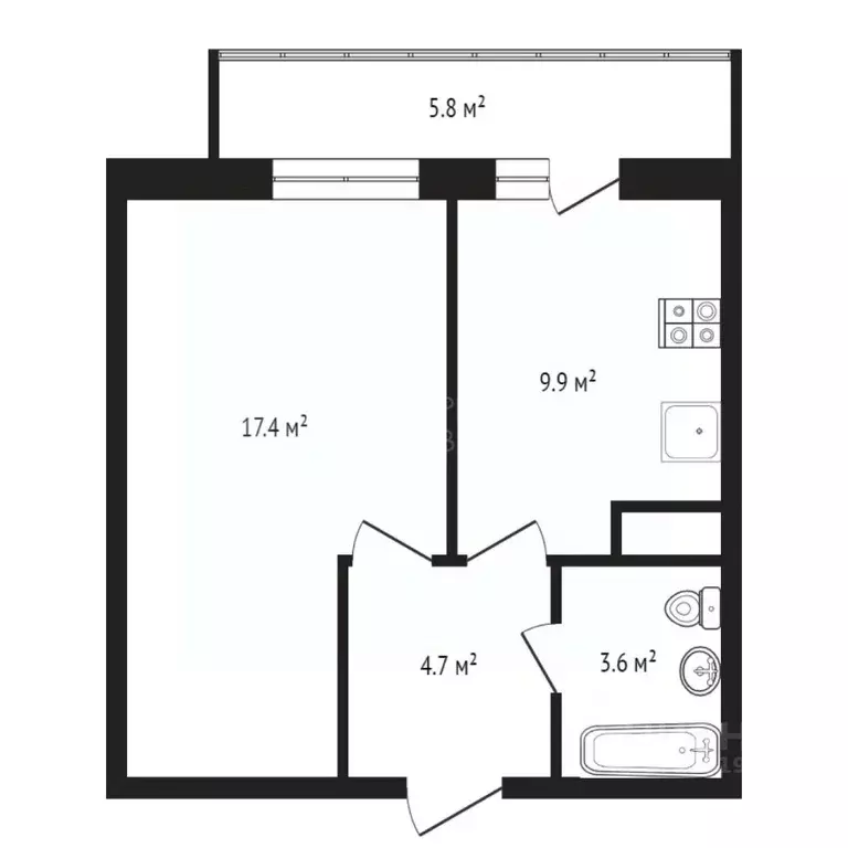 1-к кв. Тюменская область, Тюмень ул. Дмитрия Менделеева, 2к2 (35.9 м) - Фото 1