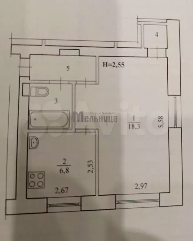 1-к. квартира, 32 м, 3/4 эт. - Фото 0