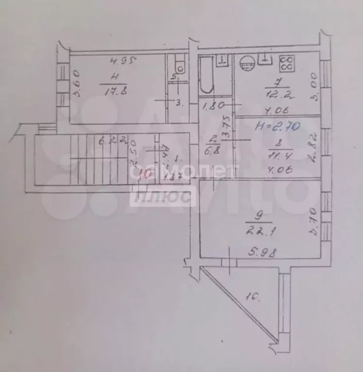 3-к. квартира, 83,8 м, 3/3 эт. - Фото 0