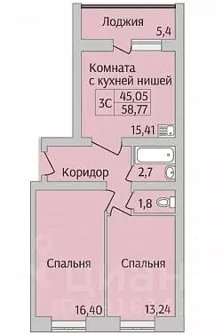 3-к кв. Новосибирская область, Новосибирск ул. Юности, 9 (58.77 м) - Фото 0