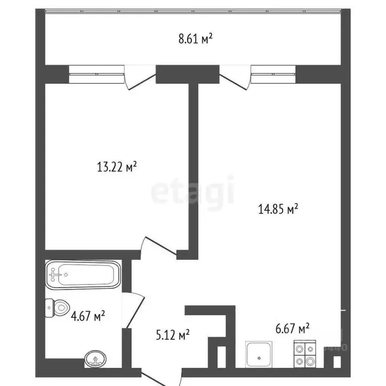 1-к кв. Тюменская область, Тюмень ул. Евгения Войнова, 7 (51.7 м) - Фото 0