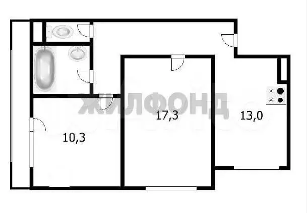 2-к. квартира, 51,4 м, 8/9 эт. - Фото 0