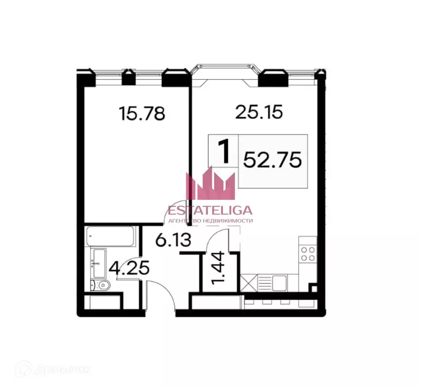Продаётся 1-к квартира, 53 м - Фото 0