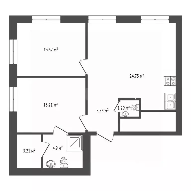 2-к кв. Москва Большая Спасская ул., 35 (66.2 м) - Фото 2