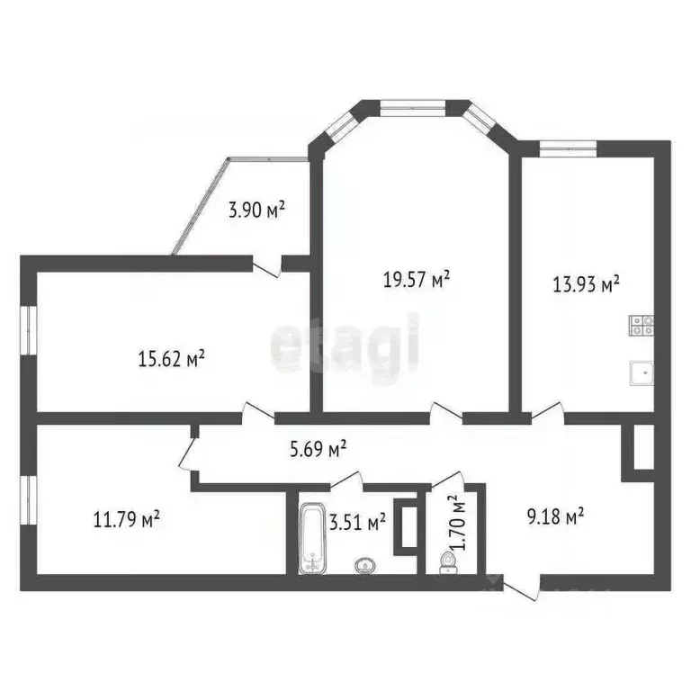 3-к кв. Воронежская область, Воронеж Острогожская ул., 168Р (79.9 м) - Фото 2