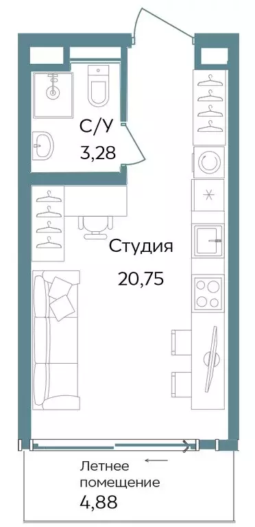 Квартира-студия: Республика Крым, Саки, курортный кластер Темпо (28.91 ... - Фото 0