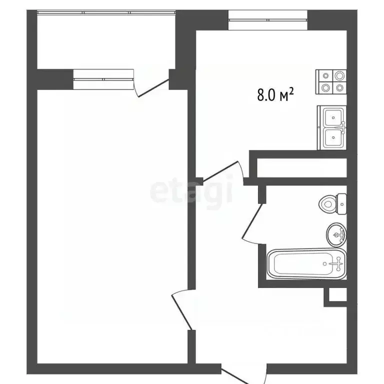 1-к кв. Костромская область, Кострома проезд Южный, 4 (35.8 м) - Фото 2