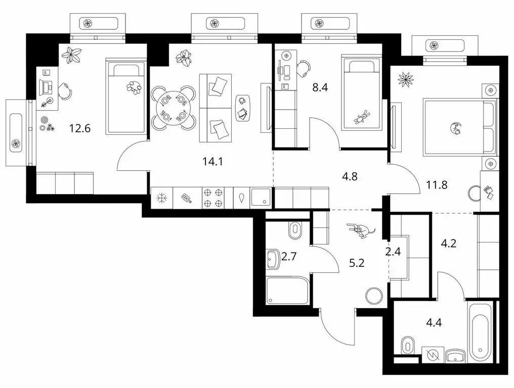 3-комнатная квартира: посёлок городского типа Боброво, ЖК Восточное ... - Фото 1