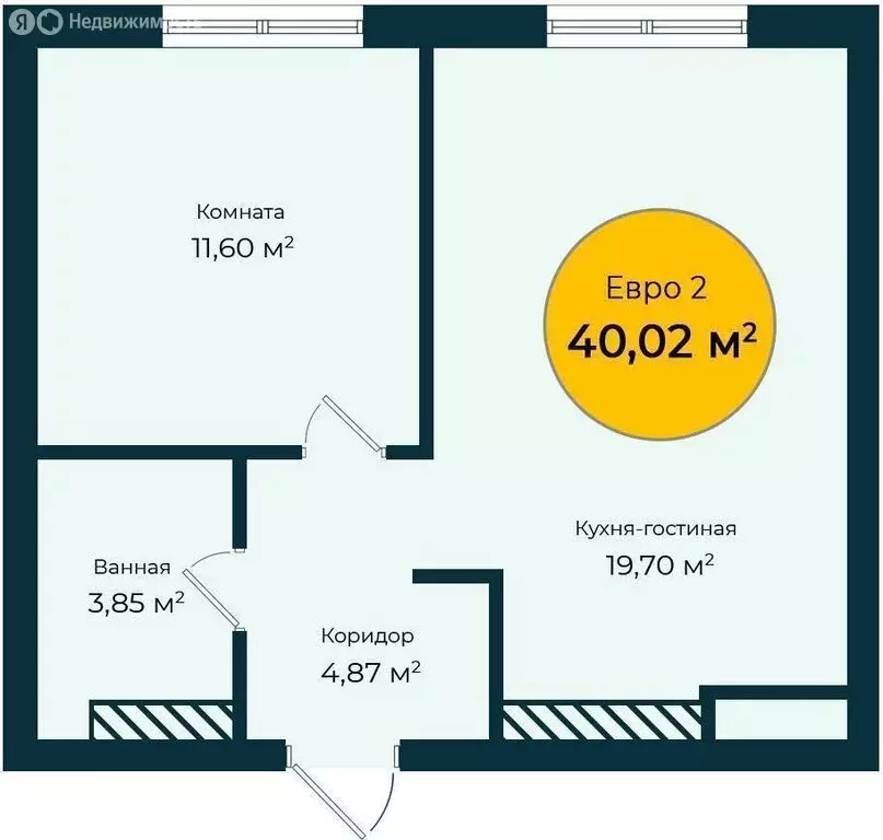 2-комнатная квартира: Тюмень, Лесопарковая улица, 1к1 (40 м) - Фото 0