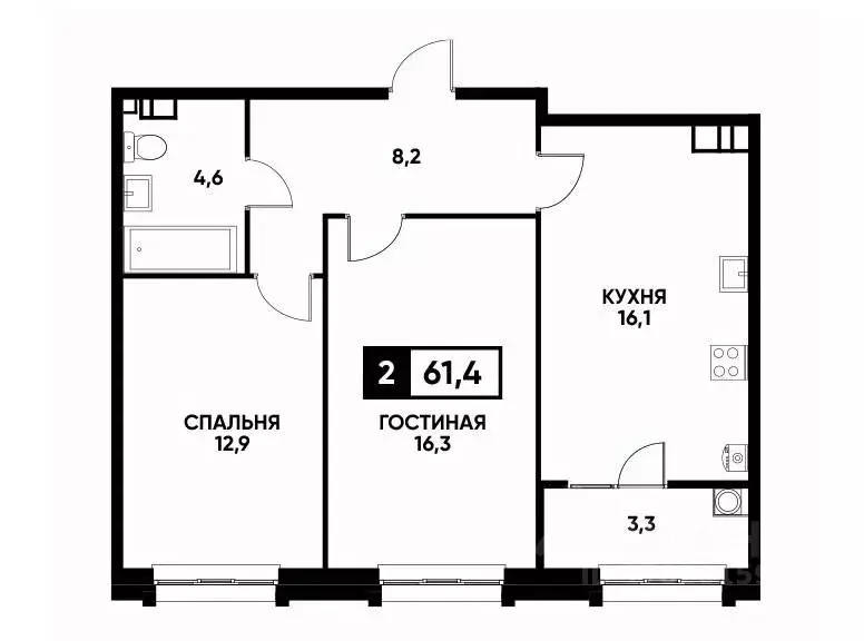 2-к кв. Ставропольский край, Ставрополь ул. Андрея Голуба, 14 (61.4 м) - Фото 0