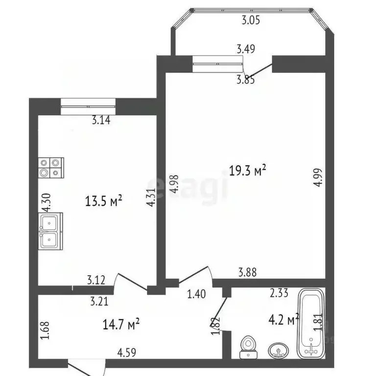 1-к кв. Мордовия, Саранск Большевистская ул., 116к1 (44.09 м) - Фото 1