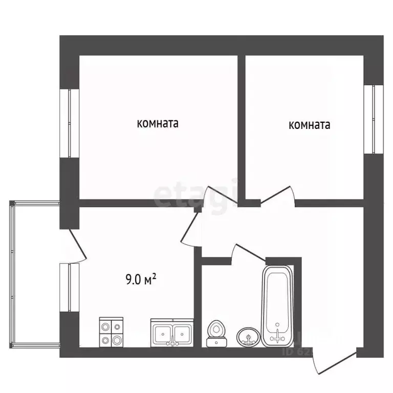 2-к кв. Кемеровская область, Ленинск-Кузнецкий просп. Ленина, 27 (50.1 ... - Фото 1