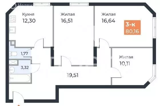 2-комнатная квартира: Самара, улица Санфировой, 101 (80 м) - Фото 1