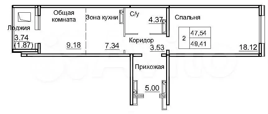 2-к. квартира, 47,5м, 1/10эт. - Фото 0