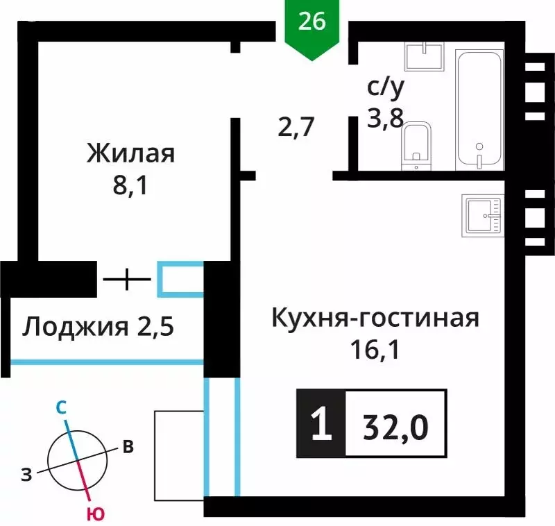 1-комнатная квартира: деревня Аристово, жилой комплекс Лесная Отрада ... - Фото 0