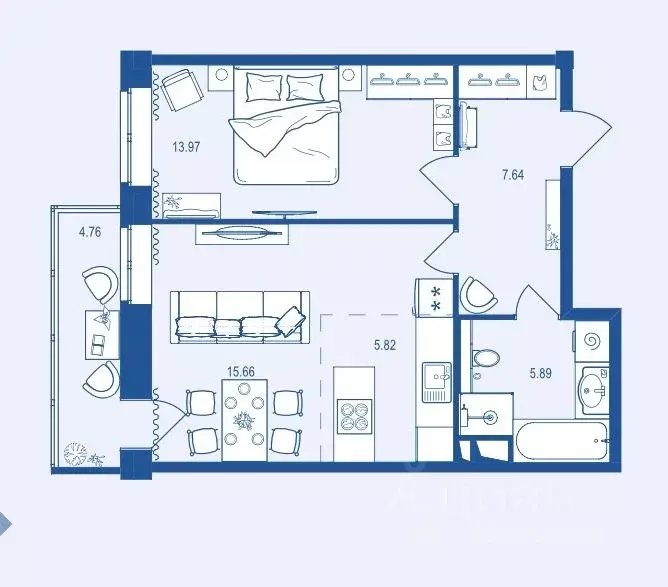 1-к кв. Брянская область, Брянск Деснаград мкр,  (53.74 м) - Фото 1