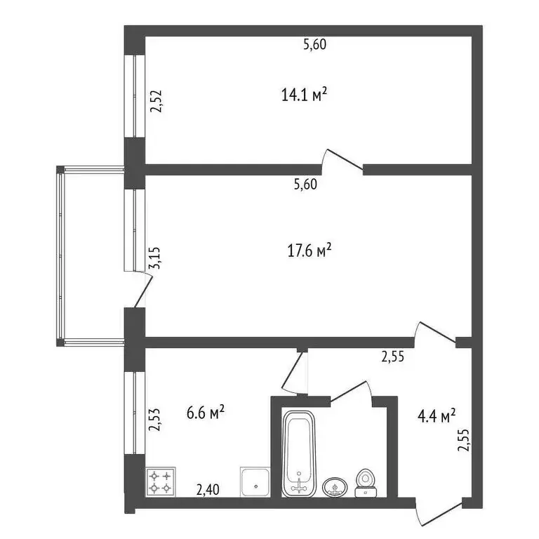 2-комнатная квартира: Благовещенск, улица Чайковского, 22 (53.7 м) - Фото 1