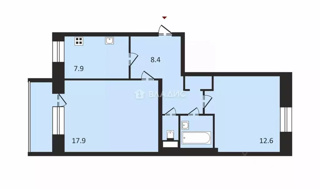 2-к кв. Вологодская область, Вологда ул. Разина, 55 (53.1 м) - Фото 1