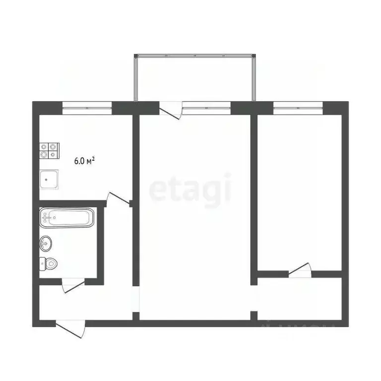 2-к кв. Тюменская область, Тюмень ул. Республики, 187 (42.0 м) - Фото 0