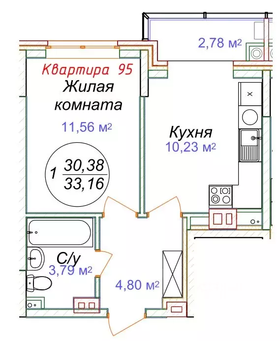 1-к кв. Ставропольский край, Минеральные Воды  (33.16 м) - Фото 0