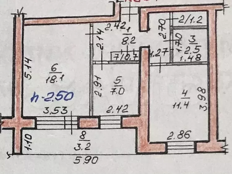 2-к. квартира, 52 м, 8/9 эт. - Фото 0