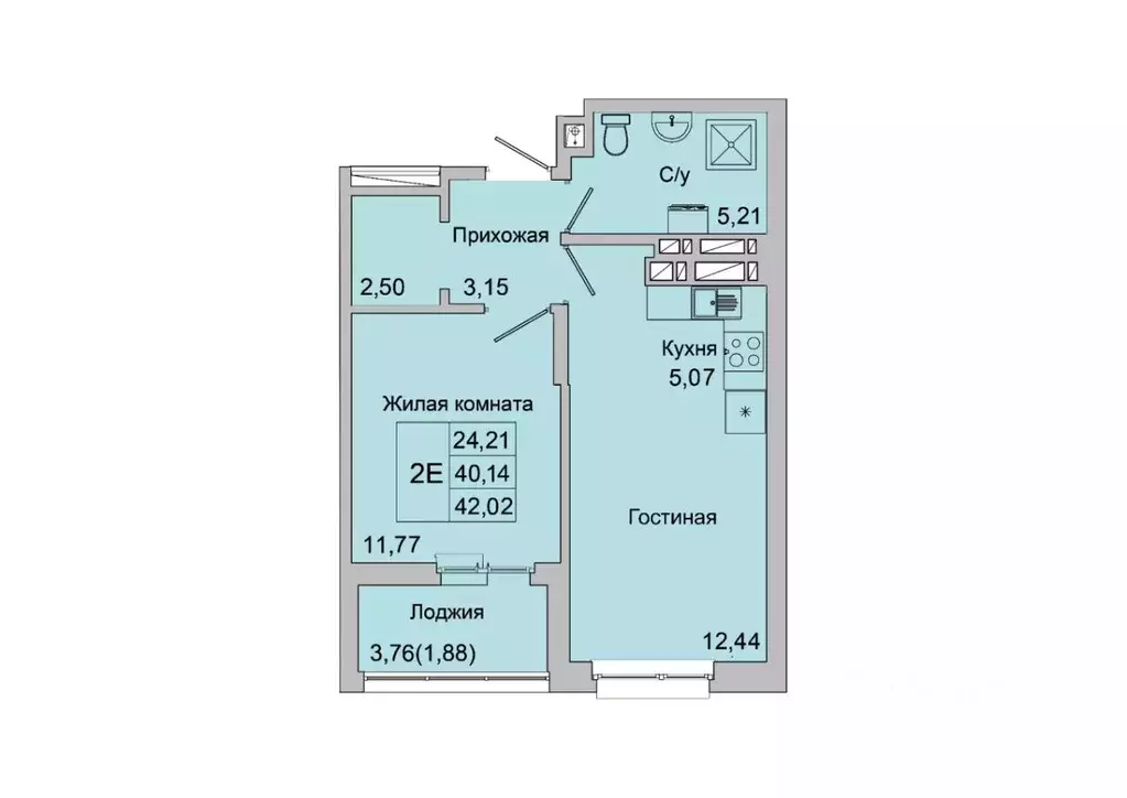 2-к кв. Ростовская область, Батайск ул. Булгакова, 11 (42.02 м) - Фото 1