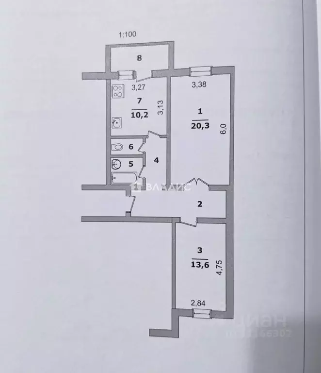 2-к кв. Белгородская область, Белгород Садовая ул., 118г (61.1 м) - Фото 2